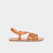 Sandales plates multibrides marron femme