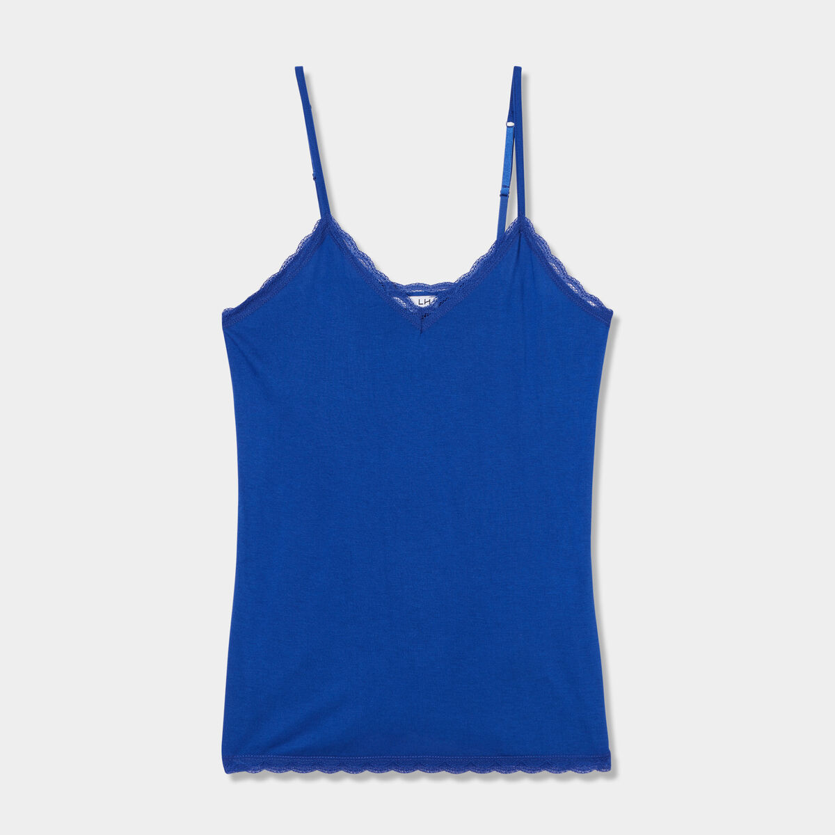 Haut de pyjama débardeur col V bleu electrique femme
