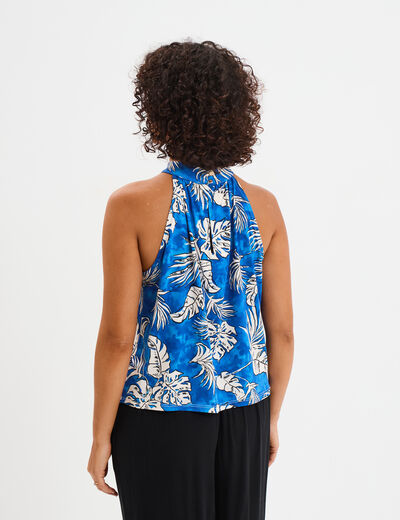 Débardeur encolure américaine bleu electrique femme