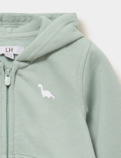 Sweat zipp&eacute; &agrave; capuche vert pastel b&eacute;b&eacute; gar&ccedil;on