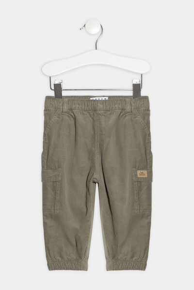 Pantalon battle velours vert kaki bébé garçon