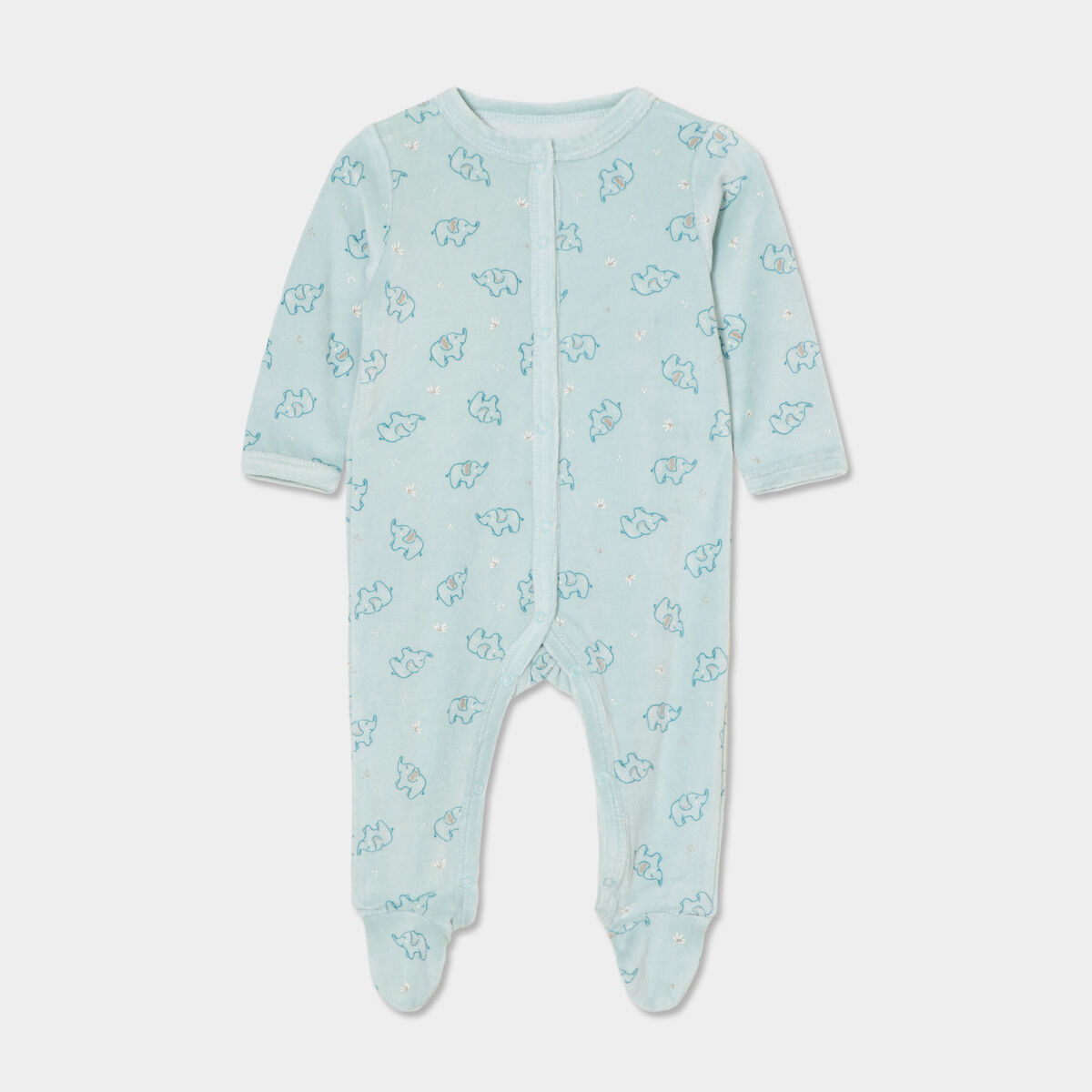 Dors-bien boutonné avec manches longues bleu clair bébé