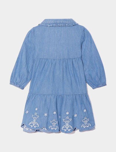 Robe coton aspect jean col claudine denim stone bébé fille