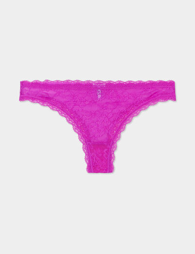 Tanga en dentelle doublure coton violet femme