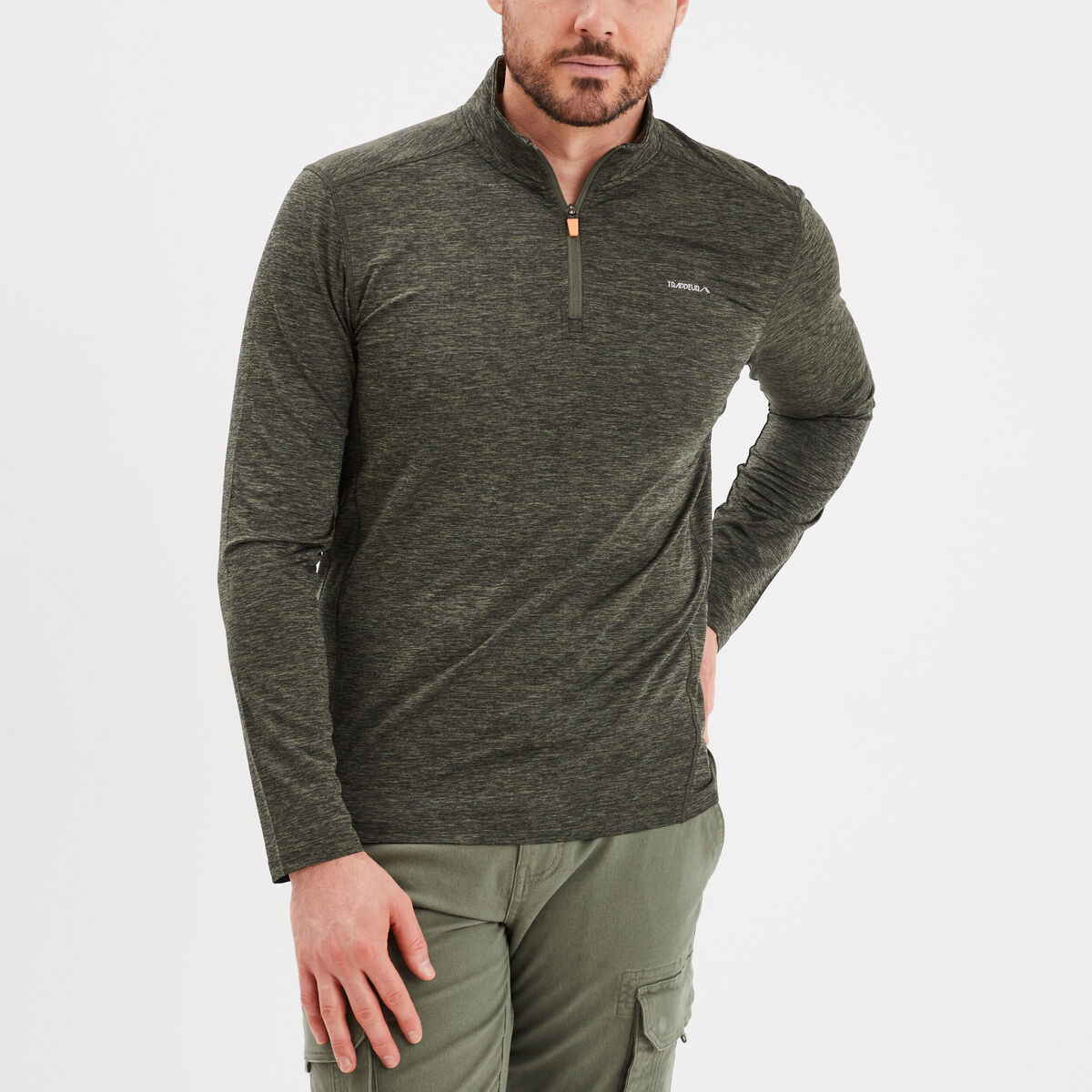 T-shirt col camionneur Trappeur vert kaki homme