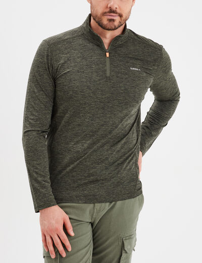 T-shirt col camionneur Trappeur vert kaki homme