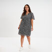 Robe courte col tunisien manches courtes noir femme grande taille