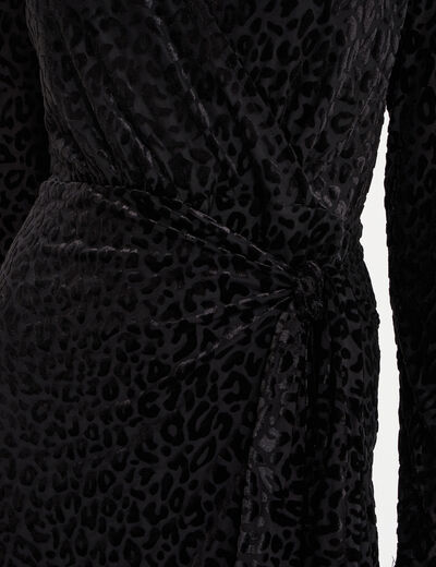Robe effet velours noeud c&ocirc;t&eacute; noir femme