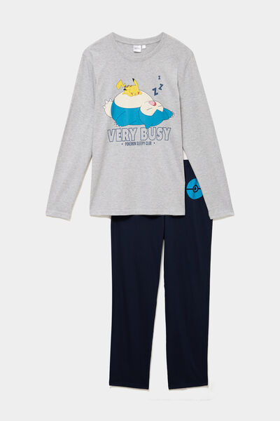 Ensemble pyjama pantalon coton Pok&eacute;mon bleu marine homme