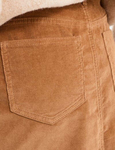 Jupe effet velours courte beige femme