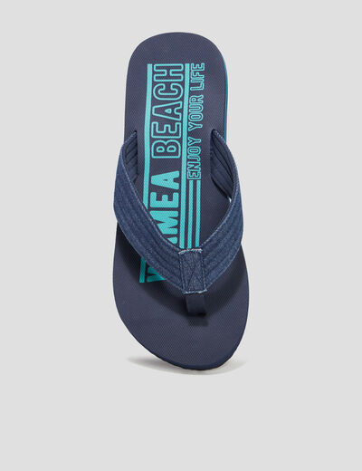 Tongs brides en jean bleu homme