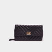 Portefeuille matelassé noir femme