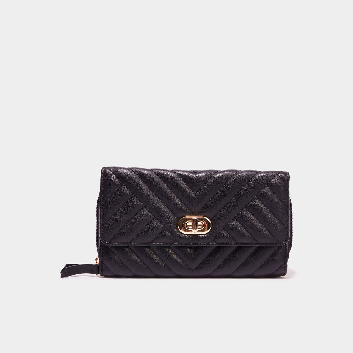 Portefeuille matelassé noir femme