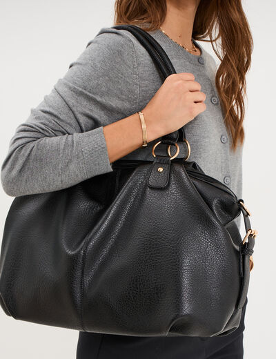 Sac &agrave; main avec bandouli&egrave;re amovible noir femme