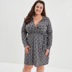 Robe droite col cache-coeur avec noeud noir femme grande taille