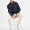 Chemise coton manches longues Creeks bleu marine homme