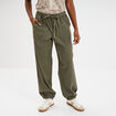 Pantalon droit battle taille élastiquée vert kaki femme