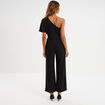 Combinaison pantalon col asym&eacute;trique noir femme