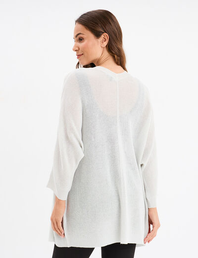 Gilet chauve-souris mi-long gris argent femme