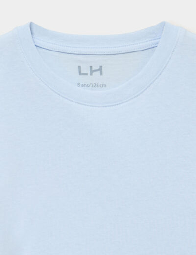 T-shirt manches courtes coton bleu ciel fille