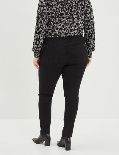 Jeans slim taille haute 5 poches denim noir femme grande taille