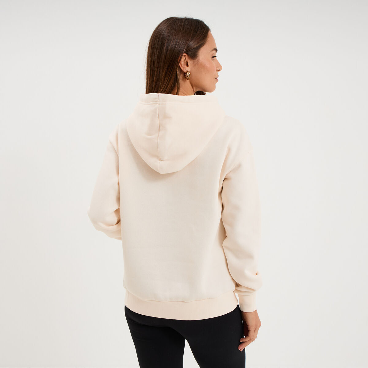 Sweat hoodie molleton &agrave; capuche sable femme