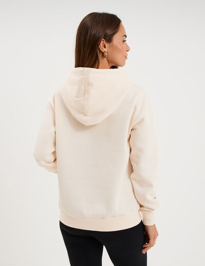 Sweat hoodie molleton &agrave; capuche sable femme