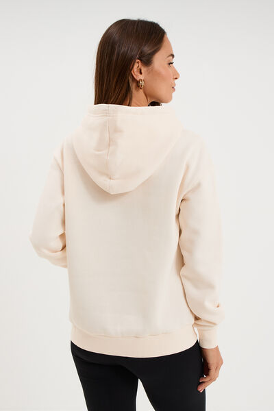 Sweat hoodie molleton &agrave; capuche sable femme