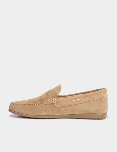 Mocassins en cuir daim sable homme