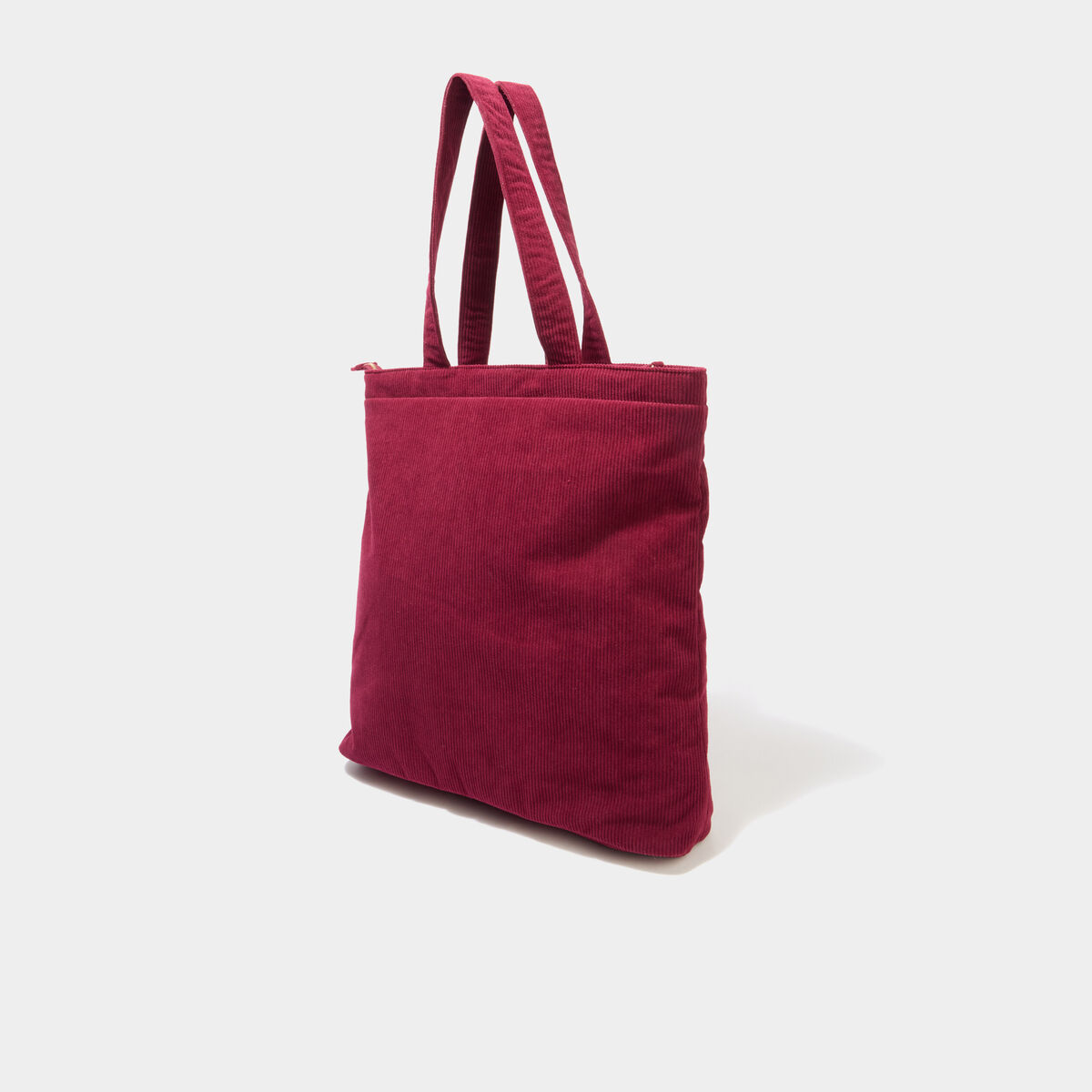 Sac tote bag zipp&eacute; effet velours bordeaux femme