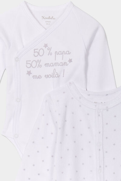 Ensemble pyjama et body effet velours blanc b&eacute;b&eacute;