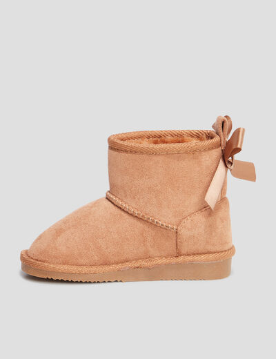 Bottines fourrées avec noeud camel fille