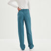 Pantalon large à pinces bleu pétrole femme