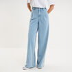Jeans wide leg &agrave; pinces denim triple stone femme
