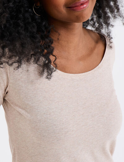 T-shirt à manches longues beige femme