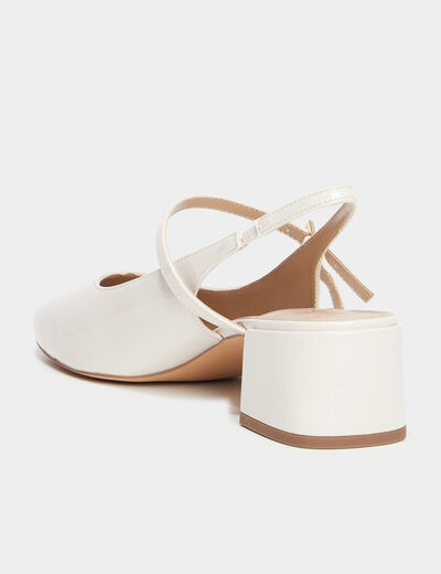 Ballerines &agrave; talons vernies blanc femme