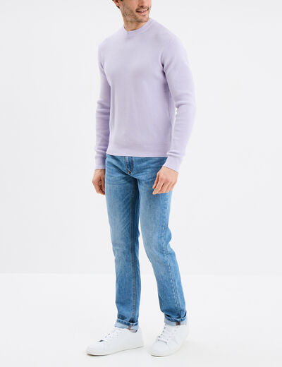 Pull avec col rond à relief parme homme