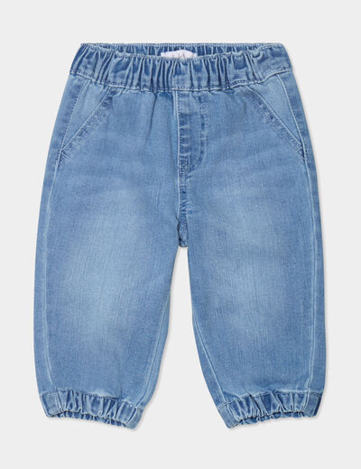 Jeans jogger bas élastiqué coton denim bleach bébé garçon