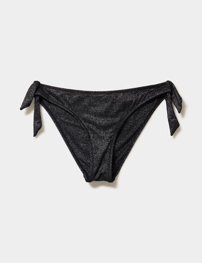 Bas de maillot de bain m&eacute;tallis&eacute; noir femme
