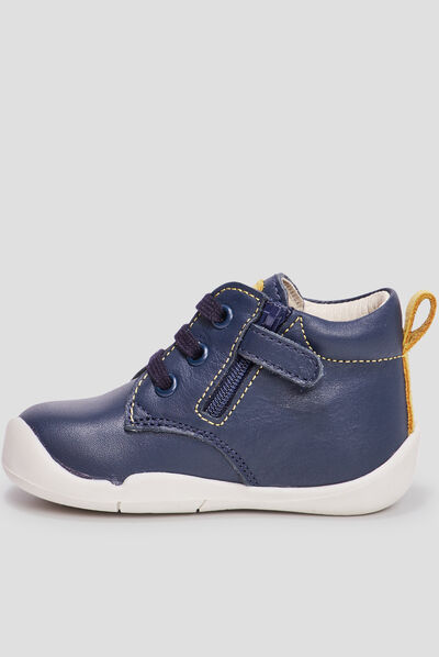 Bottillons en cuir Wazzap bleu marine bébé garçon