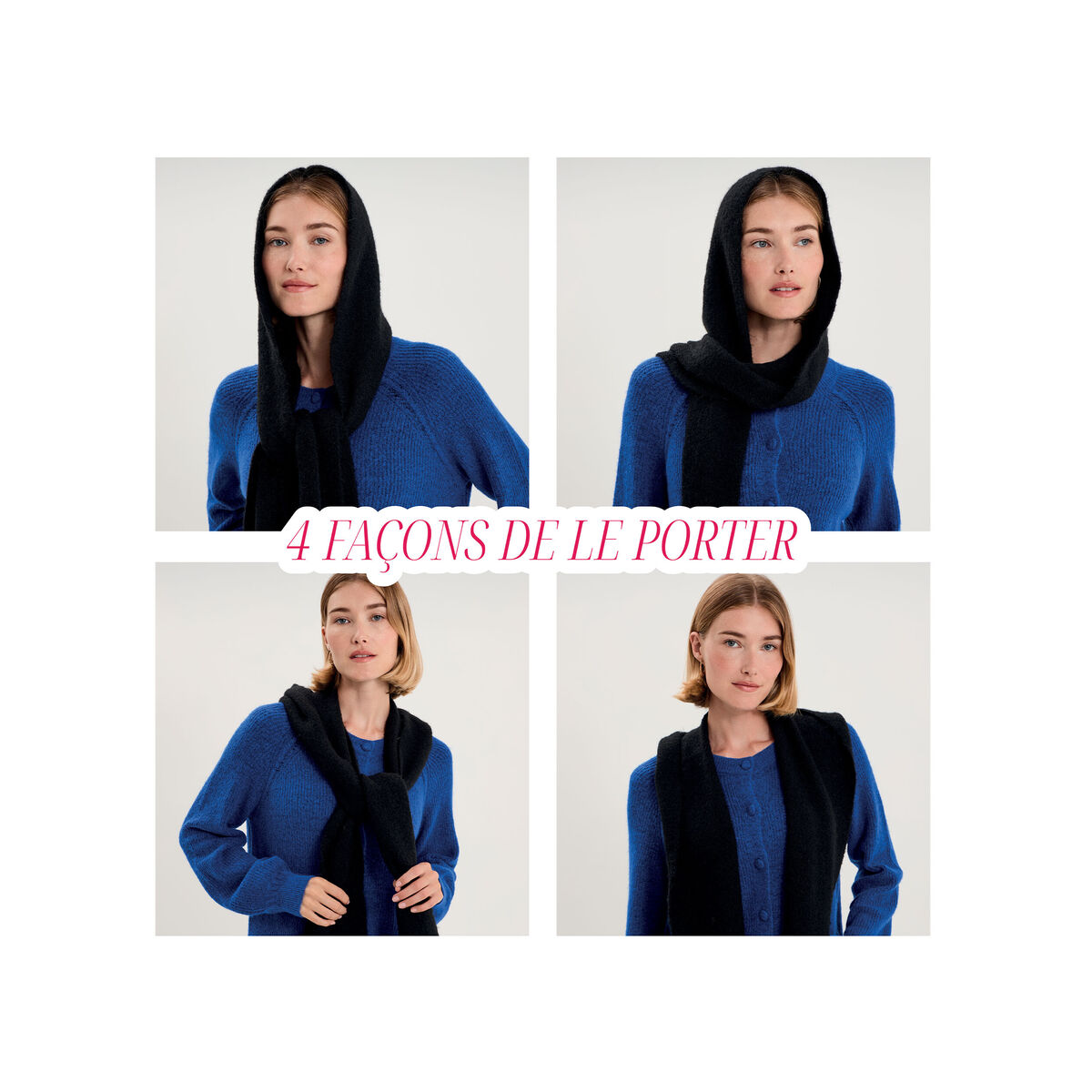Cagoule &eacute;charpe noir femme
