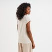 T-shirt manches courtes lin mélangé gris clair femme