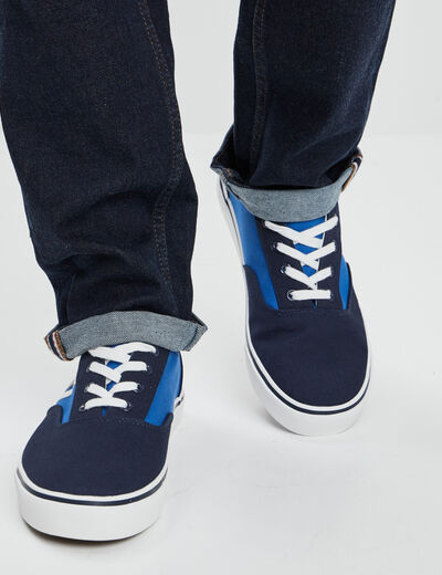 Tennis en toile à lacets bleu homme