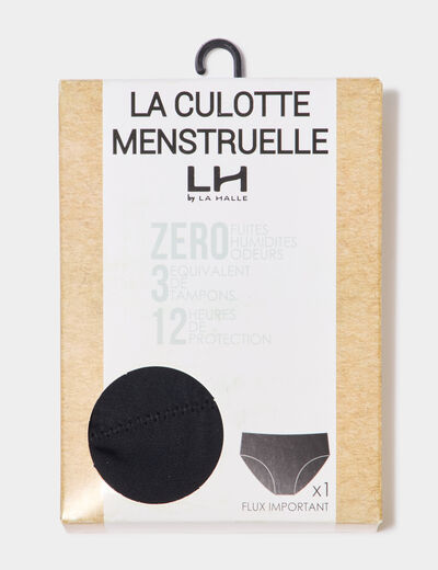 Culotte menstruelle microfibre noir femme