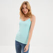 D&eacute;bardeur coton bretelles r&eacute;glables bleu turquoise femme