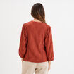 T-shirt ajouré manches 3/4 col en V vieux rose femme