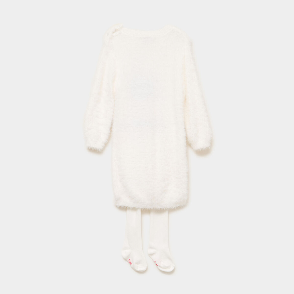 Ensemble robe et collants blanc b&eacute;b&eacute; fille
