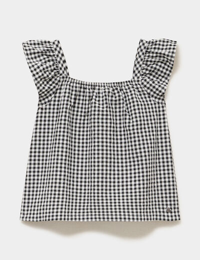 Blouse droite manches volants noir fille