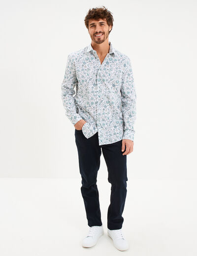 Chemise ajust&eacute;e manches longues blanc homme