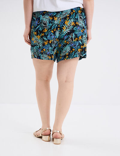Short fluide ceinturé noir femme grande taille